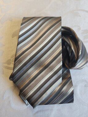 Joseph & Feiss International 100% Silk Tie Long Diagonal Bronze Tan L58.5xW3.7